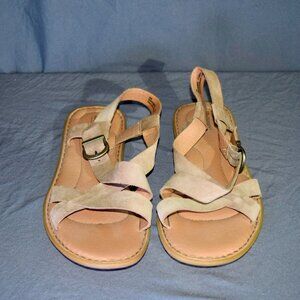 Børn Ruben Tan Suede Strappy Buckle Comfort Sandals Size 9